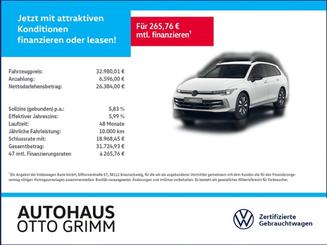 Golf VIII Variant 2.0 TDI Goal DSG AHK Kamera